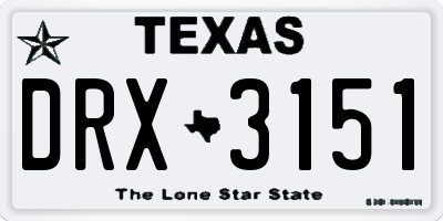 TX license plate DRX3151