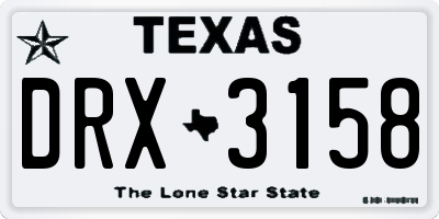 TX license plate DRX3158