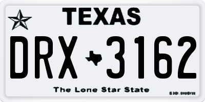 TX license plate DRX3162
