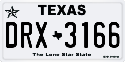 TX license plate DRX3166