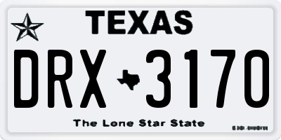 TX license plate DRX3170