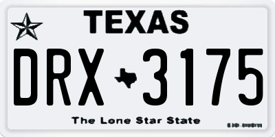 TX license plate DRX3175