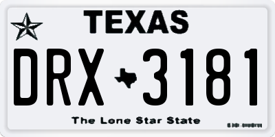 TX license plate DRX3181
