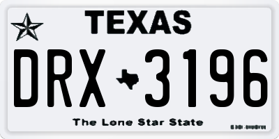 TX license plate DRX3196