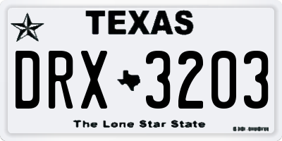 TX license plate DRX3203