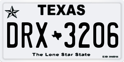 TX license plate DRX3206