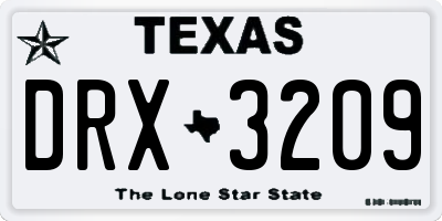 TX license plate DRX3209