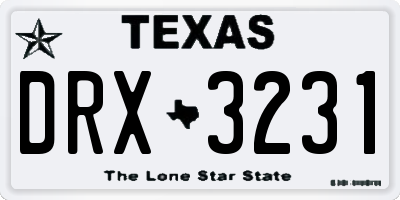 TX license plate DRX3231