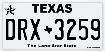 TX license plate DRX3259