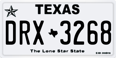 TX license plate DRX3268