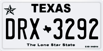 TX license plate DRX3292