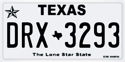 TX license plate DRX3293
