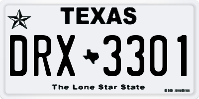 TX license plate DRX3301