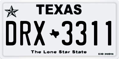 TX license plate DRX3311