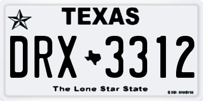 TX license plate DRX3312