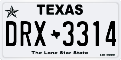 TX license plate DRX3314
