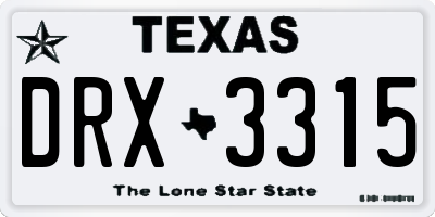 TX license plate DRX3315