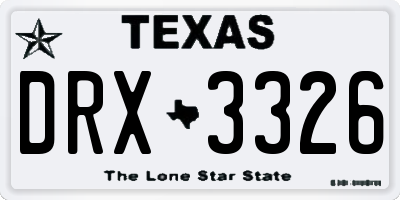 TX license plate DRX3326