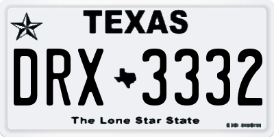 TX license plate DRX3332