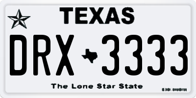 TX license plate DRX3333