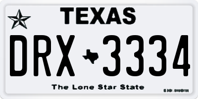 TX license plate DRX3334