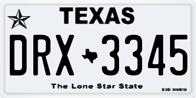 TX license plate DRX3345