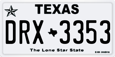 TX license plate DRX3353
