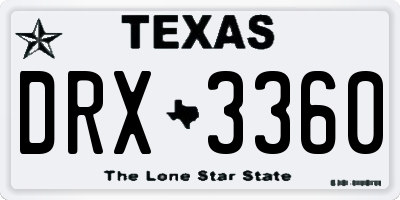 TX license plate DRX3360