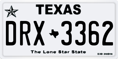 TX license plate DRX3362