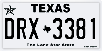 TX license plate DRX3381