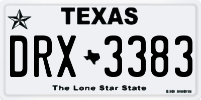 TX license plate DRX3383