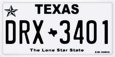 TX license plate DRX3401