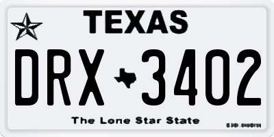 TX license plate DRX3402