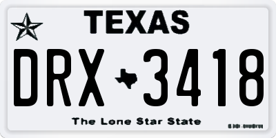 TX license plate DRX3418