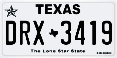 TX license plate DRX3419