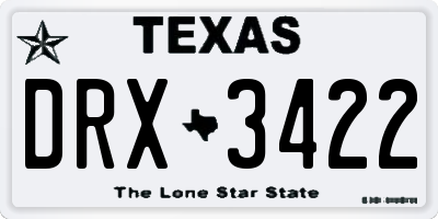 TX license plate DRX3422