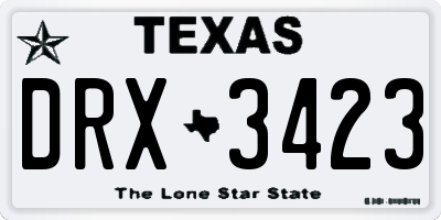TX license plate DRX3423