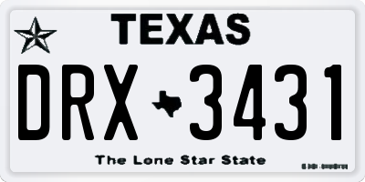 TX license plate DRX3431