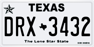 TX license plate DRX3432