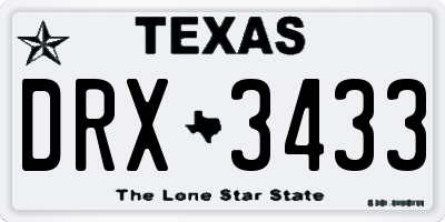 TX license plate DRX3433