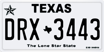 TX license plate DRX3443