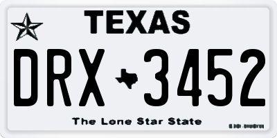 TX license plate DRX3452