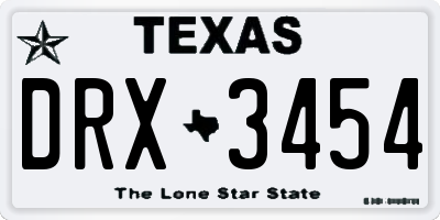 TX license plate DRX3454