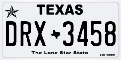 TX license plate DRX3458