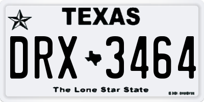 TX license plate DRX3464