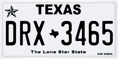 TX license plate DRX3465