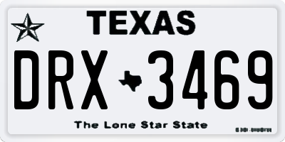 TX license plate DRX3469