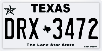 TX license plate DRX3472