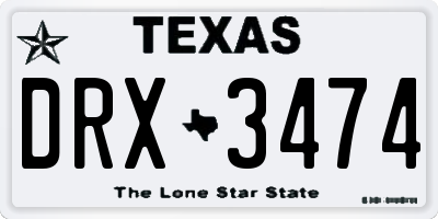 TX license plate DRX3474