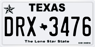 TX license plate DRX3476